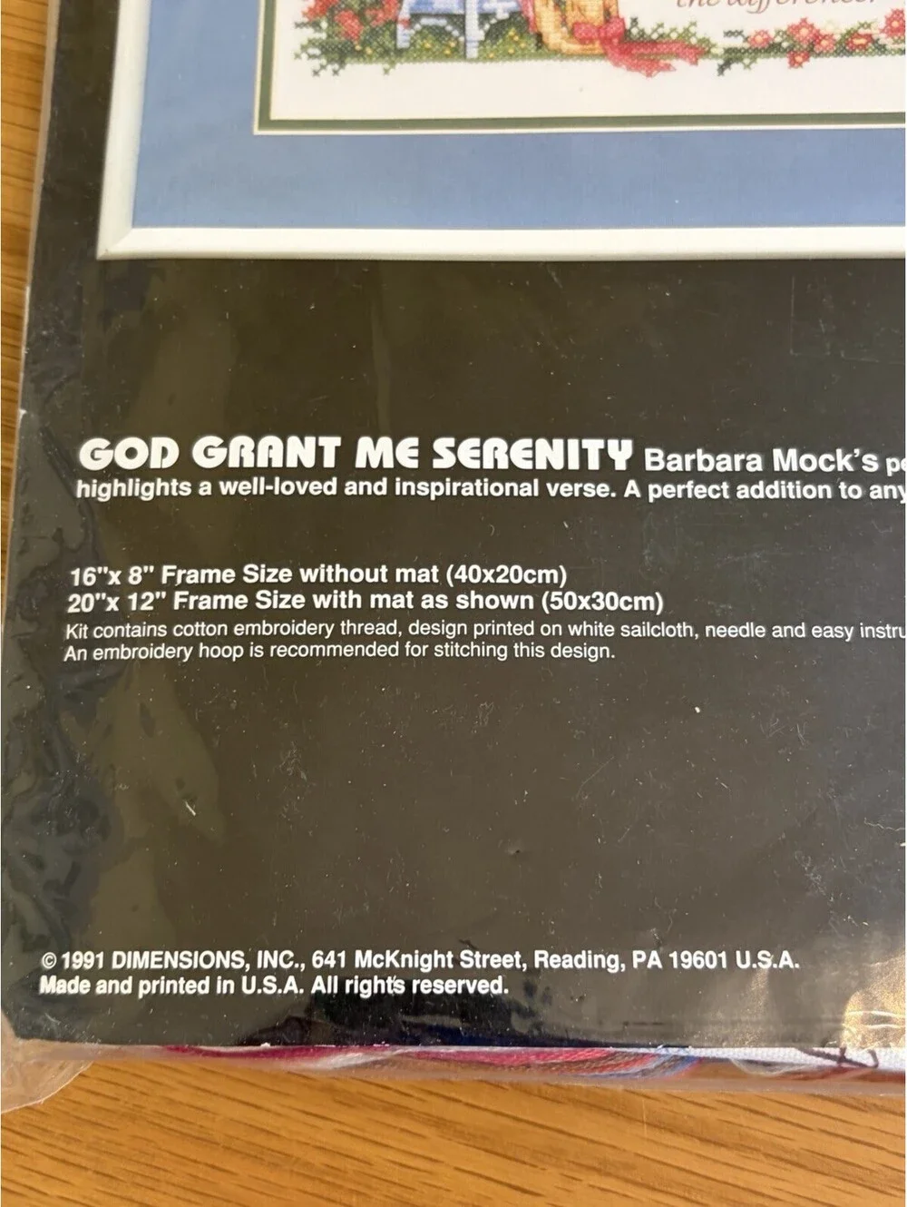 Vintage Dimensions Stamped Cross Stitch Kit God Grant Me Serenity #3118 1991 NOS
